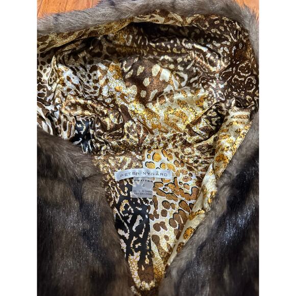Peter Nygård Faux Fur Hooded Vest Terra Brown Size 4P NWT - Picture 5 of 9